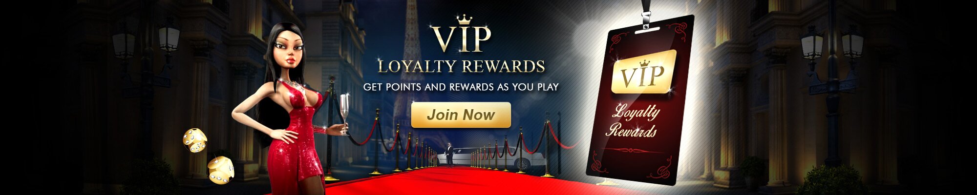 VIP loyalty reward points earn as you play and convert to cash