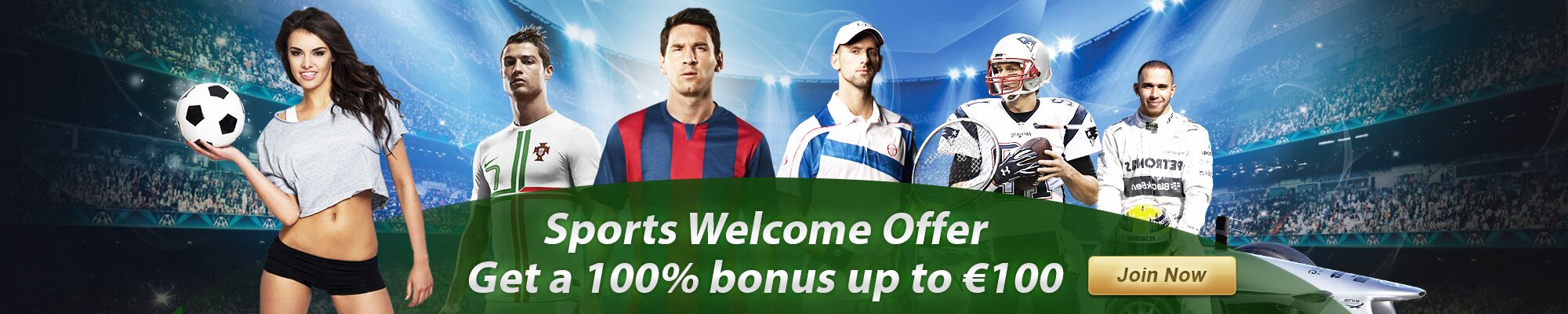 First Sports Betting deposit 100% match bonus up to €/$100